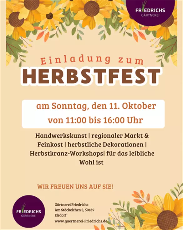 Einladung zu unserem Herbstfest am 11.10.2026